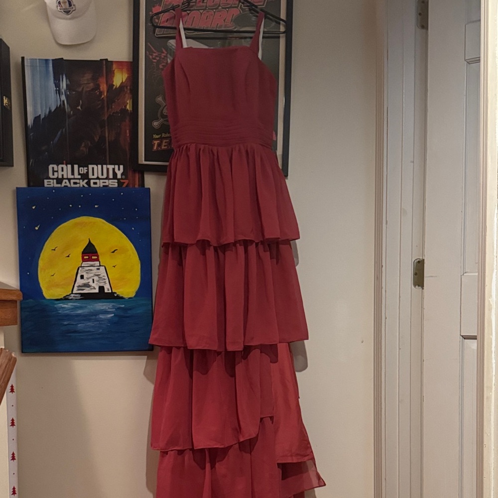 Elegant Red Maxi Dress corset back prom dress